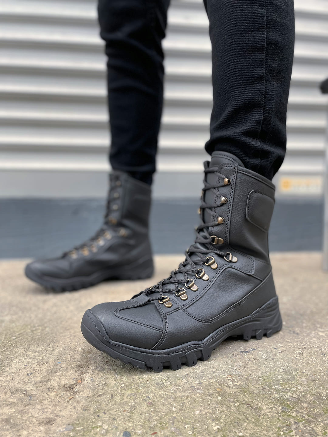 JY999 Strike Bağcıklı Ortopedik Taban Günlük Cilt Erkek Askeri Postal Bot CST Siyah - 37 Resim 2