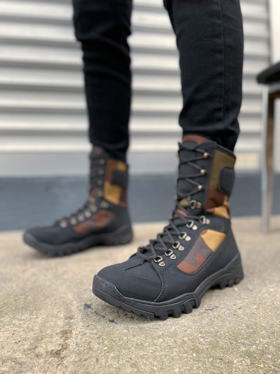 JY999 Strike Bağcıklı Ortopedik Taban Günlük Cilt Erkek Askeri Postal Bot CST Siyah/Haki - 44 Resim 2