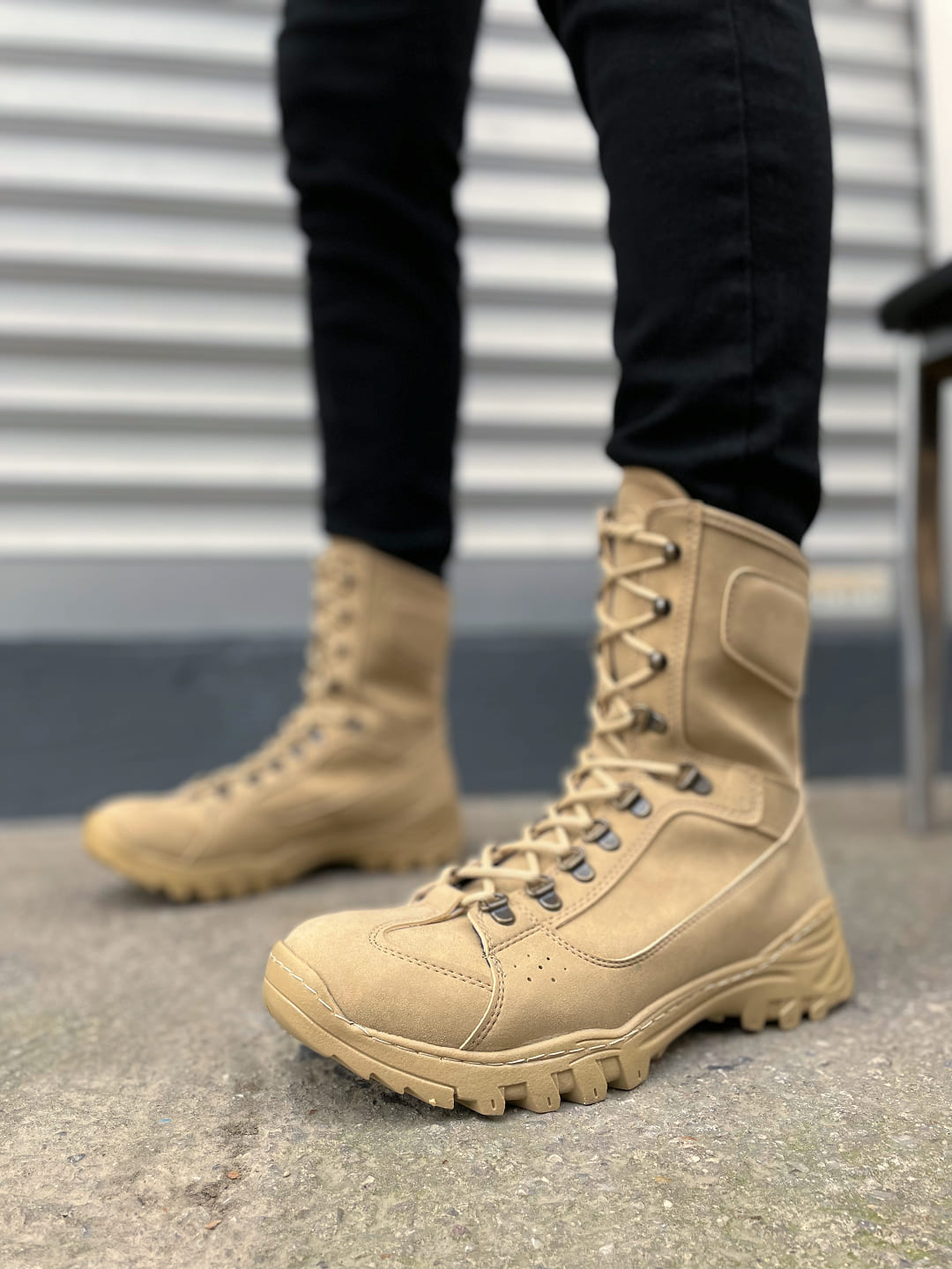 JY999 Strike Bağcıklı Ortopedik Taban Günlük Süet Erkek Askeri Postal Bot SKT Kum - 42 Resim 2