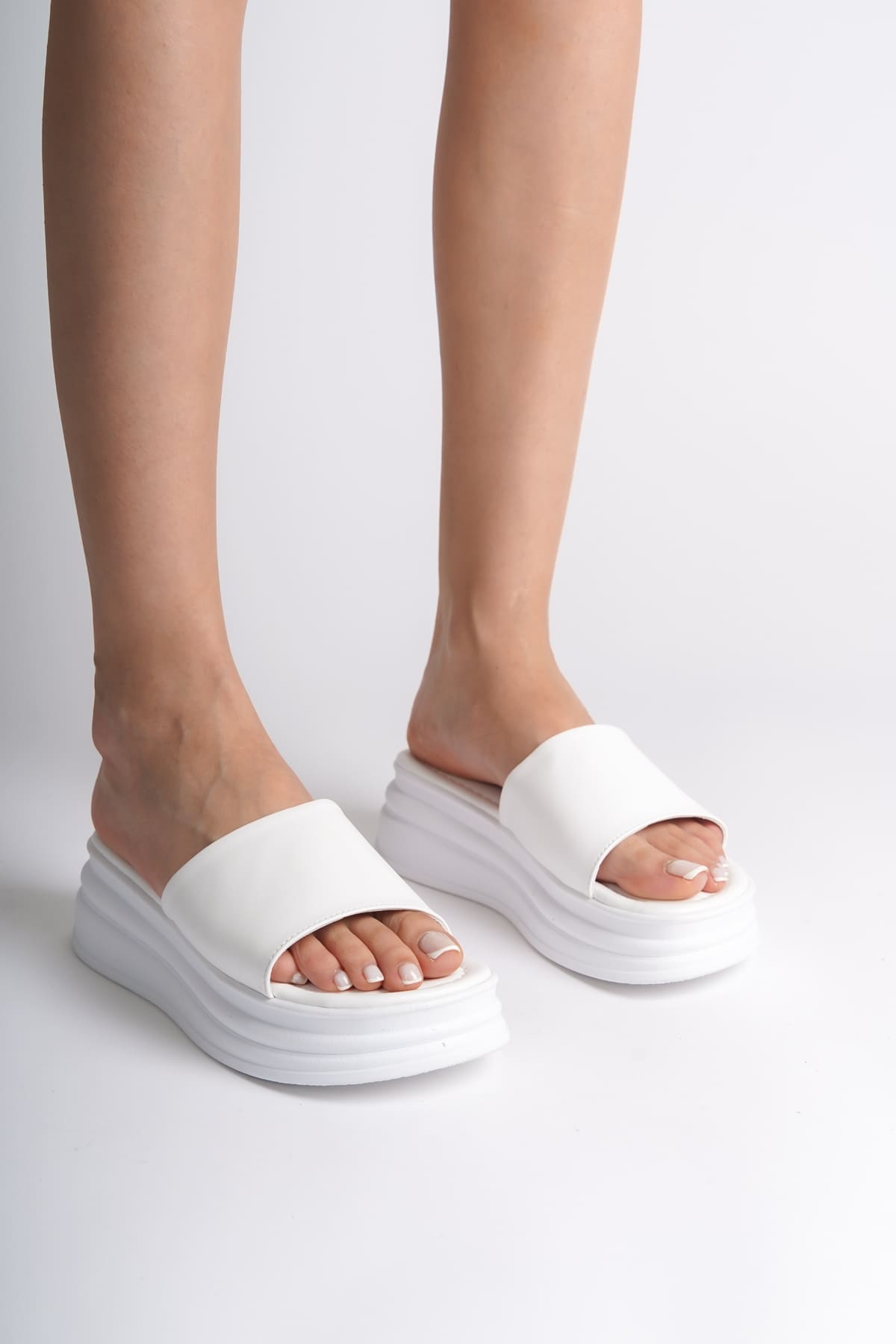 ALICE Straight Heels Thick And Orthopedic Base Female Slippers CBT - White
