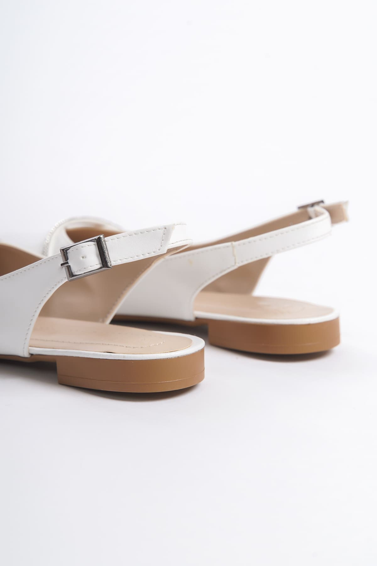 ALLISON Tokalı Ortopedik Rahat Taban Taş Detaylı Kadın Babet Ayakkabı  CKT - Beyaz - 36 Resim 5