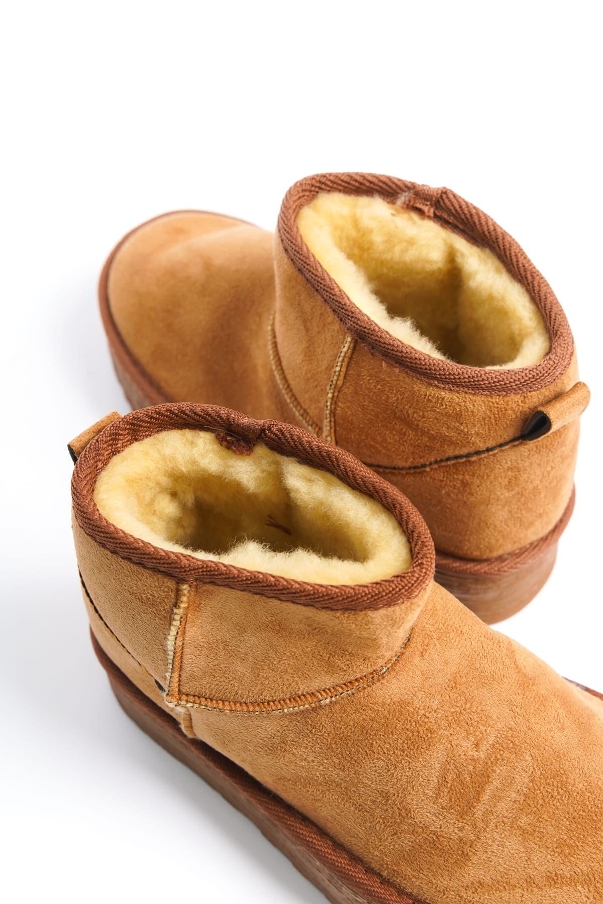 AMELIA Bağcıksız Düz ve Kalın Taban İçi Kürklü Kısa Süet Kadın Bot  STT - Taba - 38 Resim 5