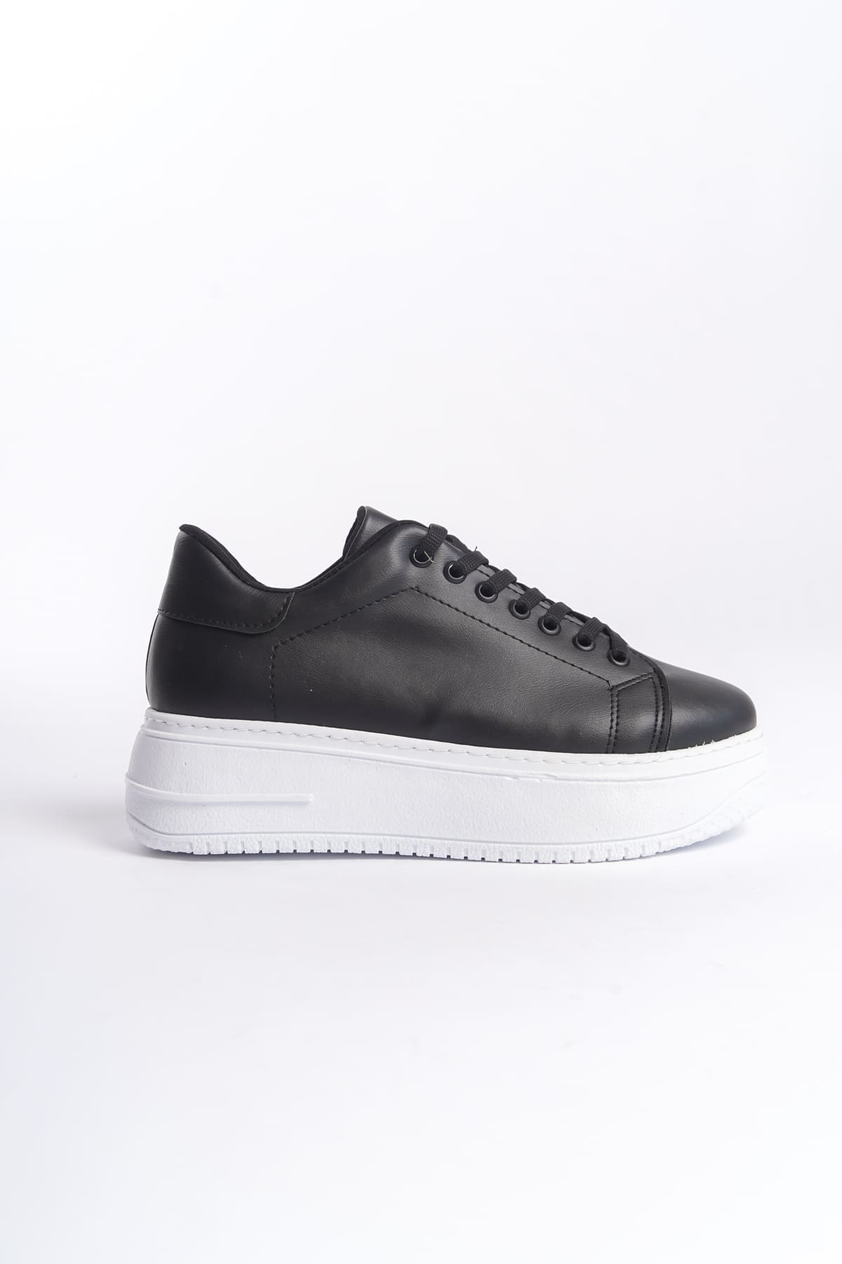 BIANA Bağcıklı Ortopedik Taban Kadın Sneaker Spor Ayakkabı Siyah