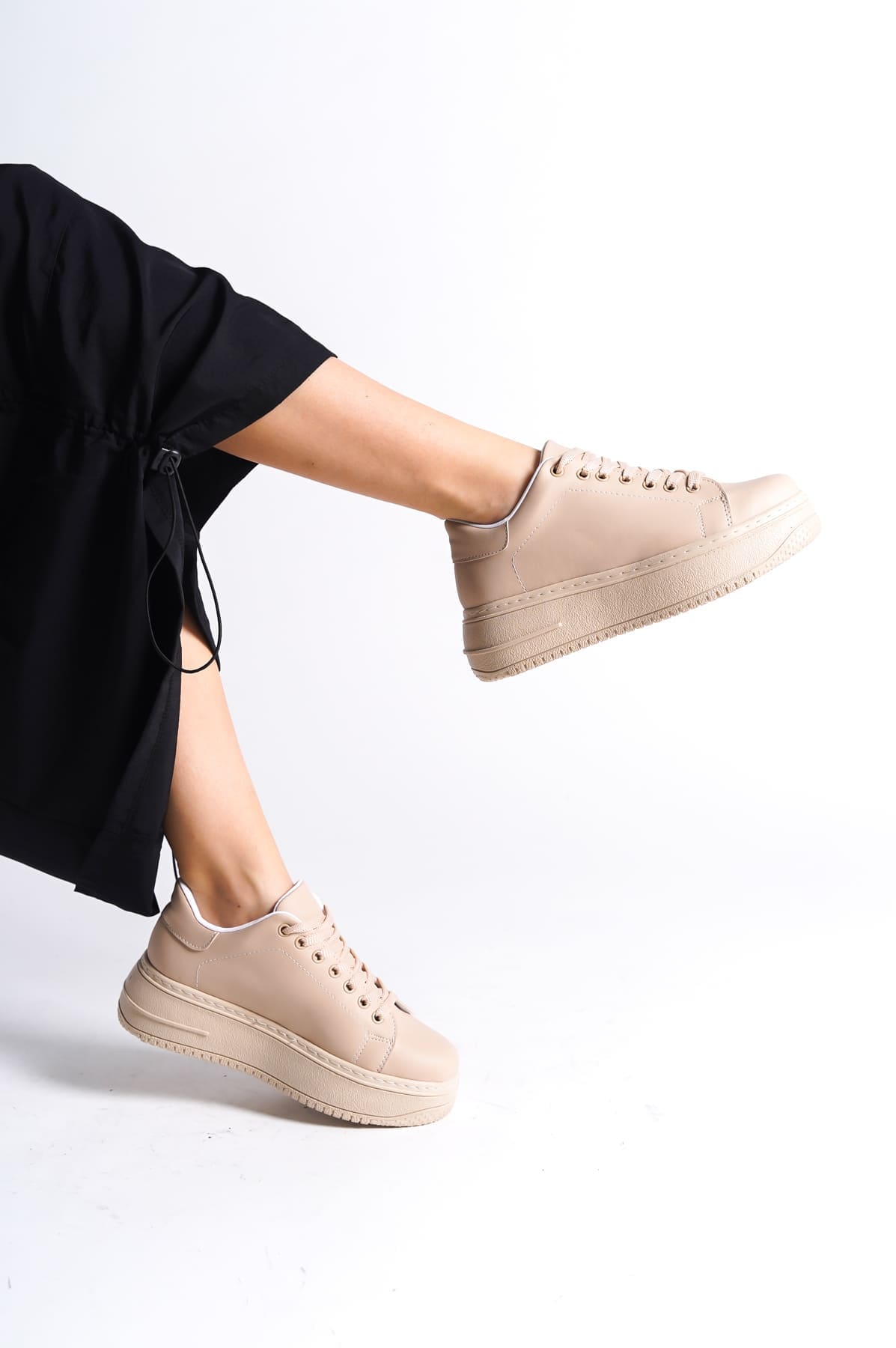 BIANA Bağcıklı Ortopedik Taban Kadın Sneaker Spor Ayakkabı CTT - Ten - 40 Resim 3