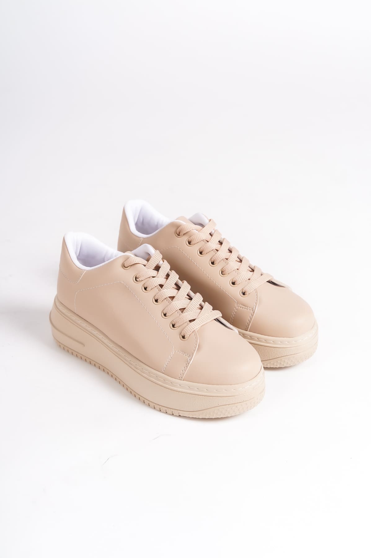 BIANA Bağcıklı Ortopedik Taban Kadın Sneaker Spor Ayakkabı CTT - Ten - 40 Resim 4