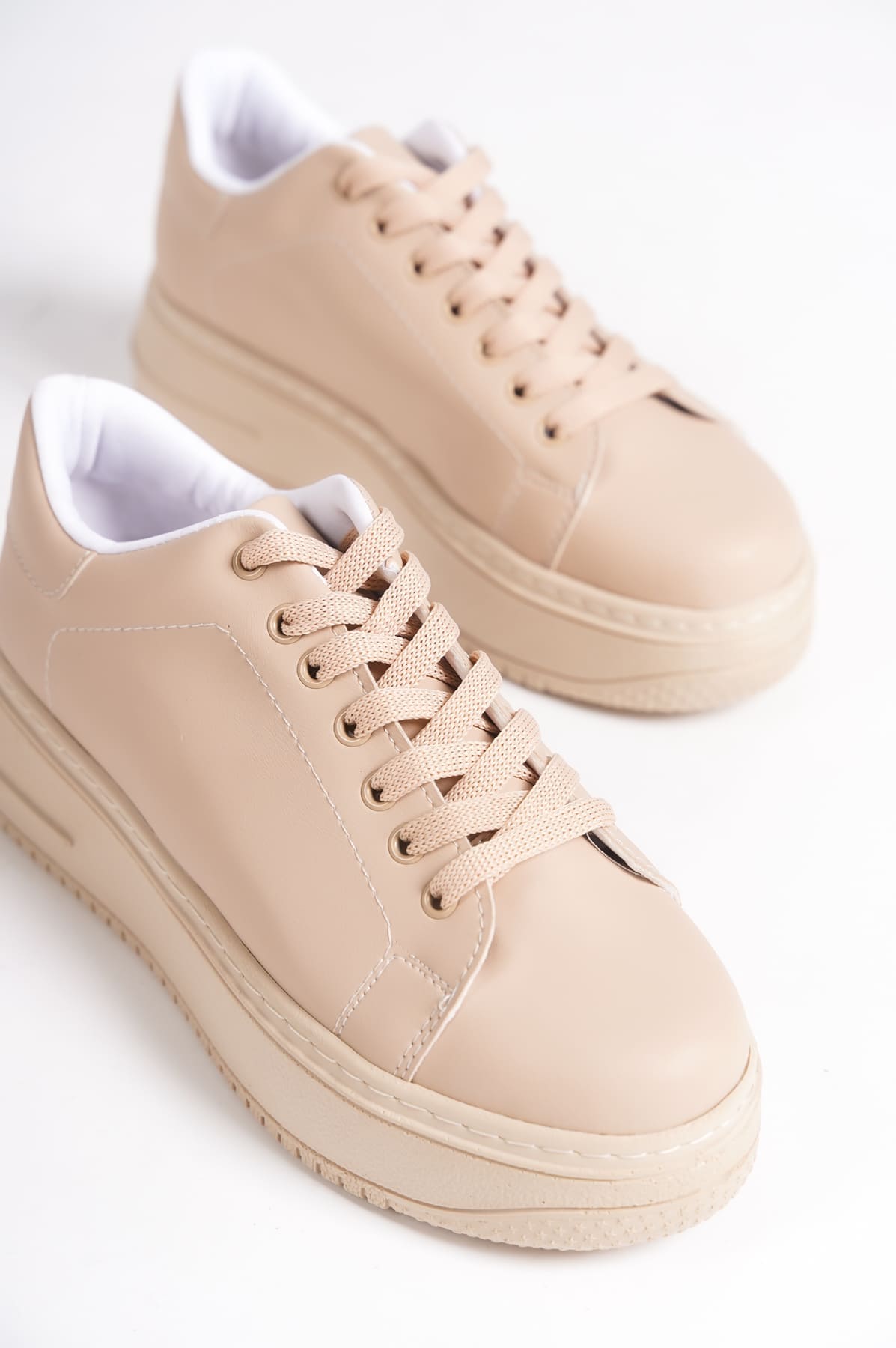 BIANA Bağcıklı Ortopedik Taban Kadın Sneaker Spor Ayakkabı CTT - Ten - 40 Resim 5