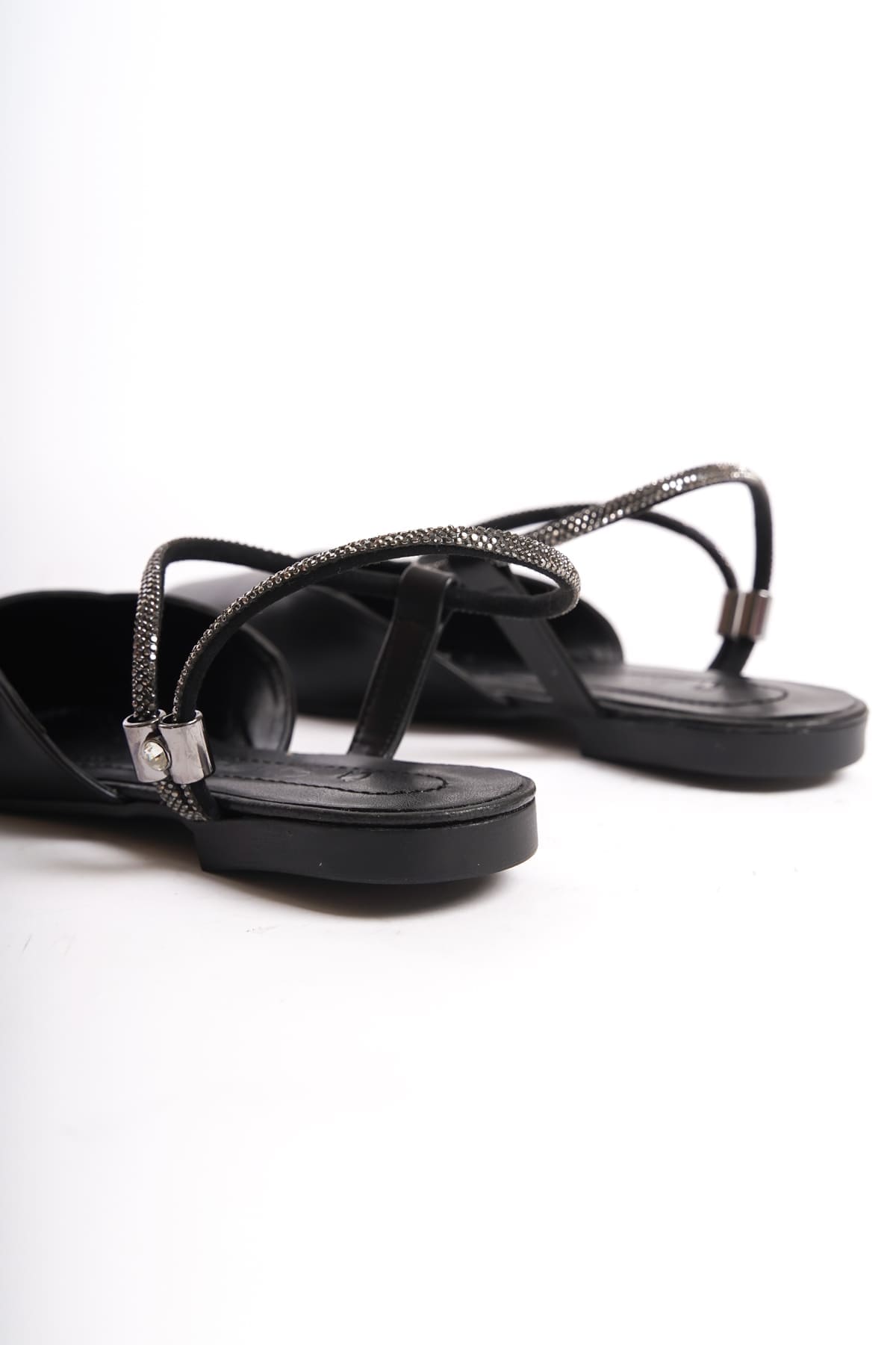 CAROLINE Lastikli Ortopedik Rahat Taban Bilekten Taş Detaylı Kadın Babet Ayakkabı  CST - Siyah - 40 Resim 5