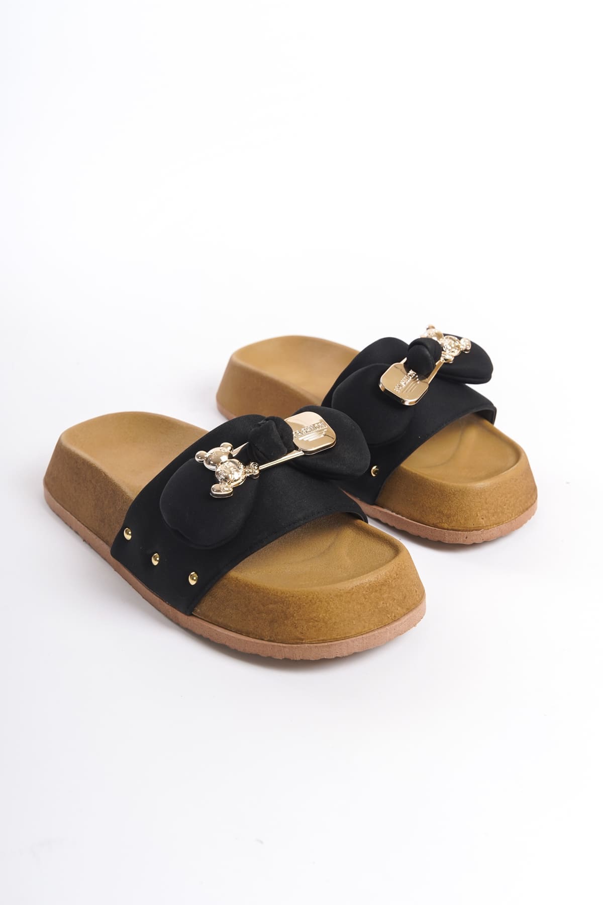 DILA Kalın ve Ortopedik Taban Ayıcıklı Saten Kadın Terlik SKT - Siyah - 39 Resim 4