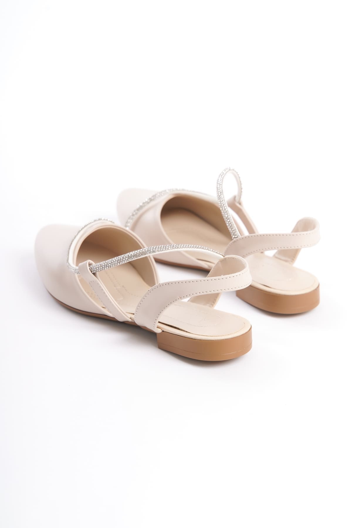 HANNAH Lastikli Ortopedik Rahat Taban Taş Detaylı Kadın Babet Ayakkabı  CKT - Krem - 38 Resim 5