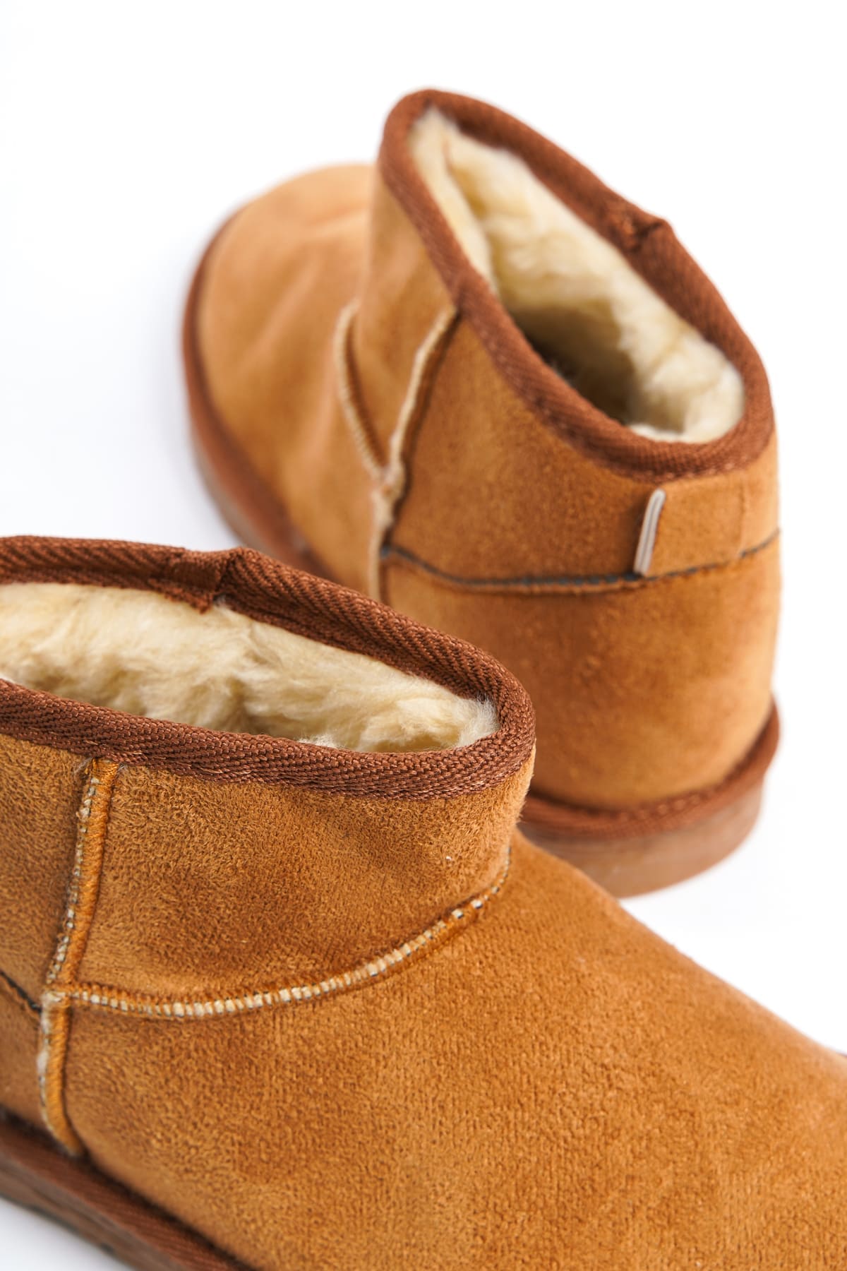 JOLIE Bağcıksız Taba Süet İçi Kürklü Kısa Kadın Bot