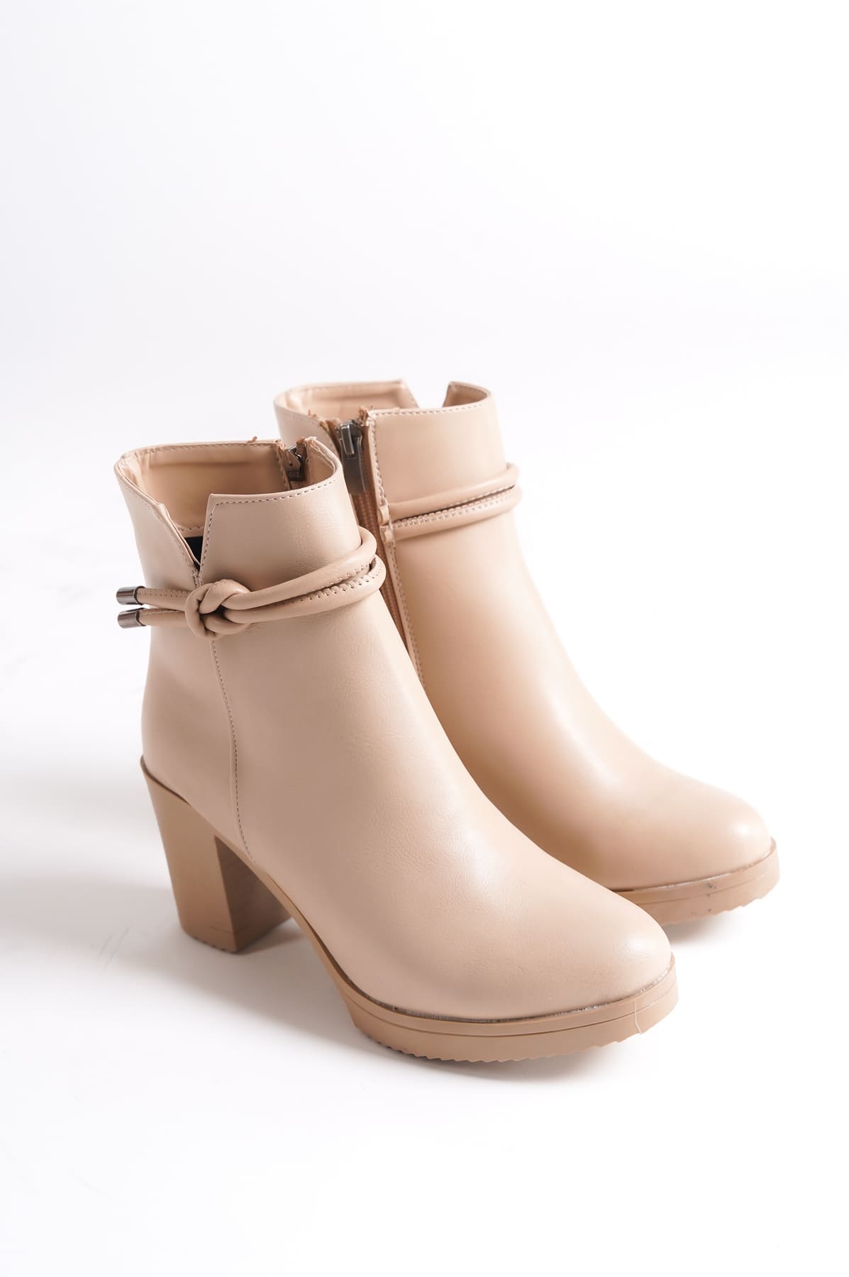JULY Fermuarlı Ortopedik Taban Topuklu Kadın Bot CTT - Ten - 40 Resim 4