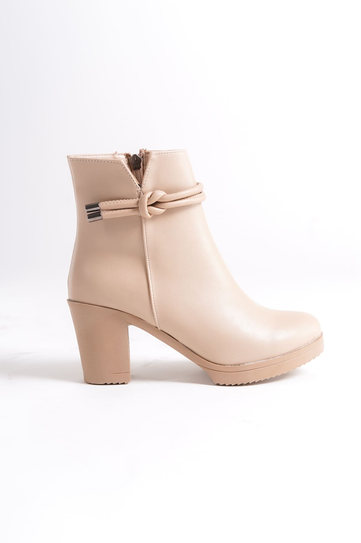 JULY Fermuarlı Ortopedik Taban Topuklu Kadın Bot - Ten