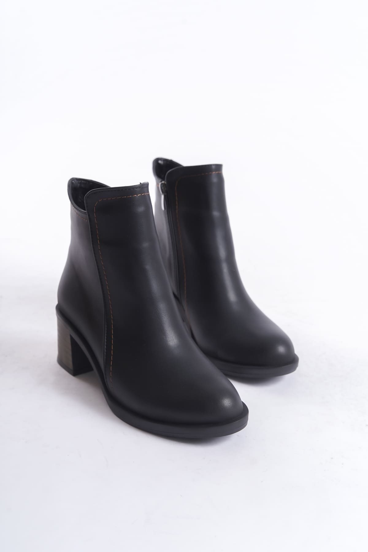 LARISSA Fermuarlı Ortopedik Taban Topuklu Kadın Bot  CST - Siyah - 36 Resim 5