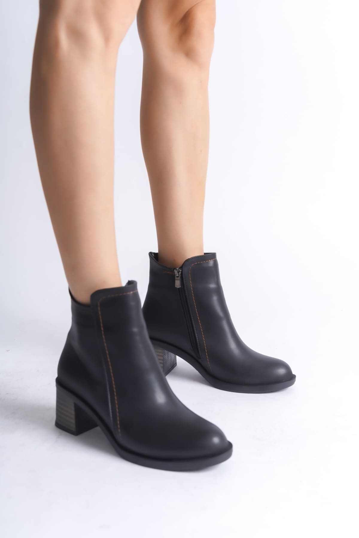 LARISSA Fermuarlı Ortopedik Taban Topuklu Kadın Bot  CST - Siyah - 36
