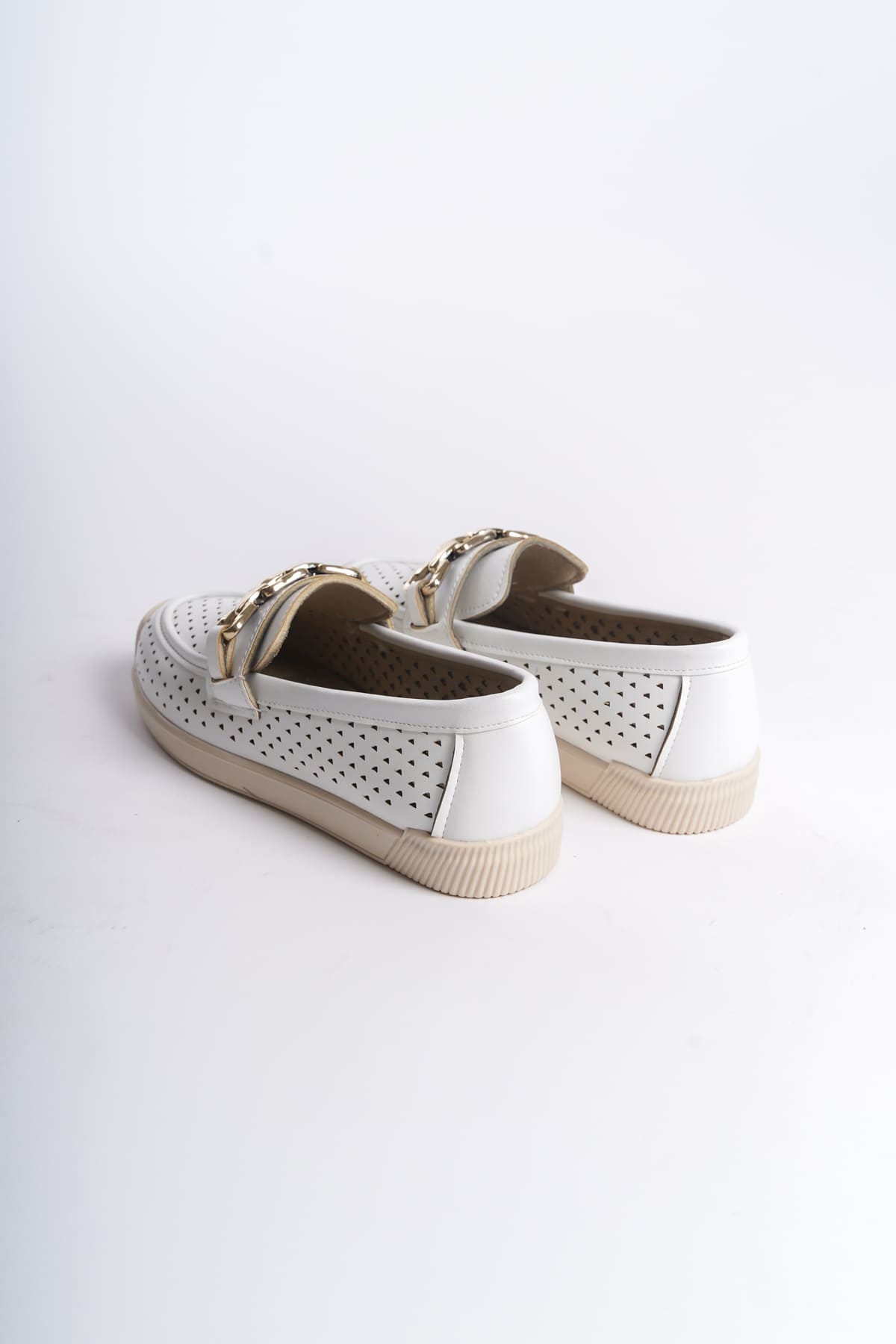 LAYLA Bağcıksız Ortopedik Rahat Taban Kalp Desenli Kadın Babet Ayakkabı  CKT - Beyaz - 36 Resim 5