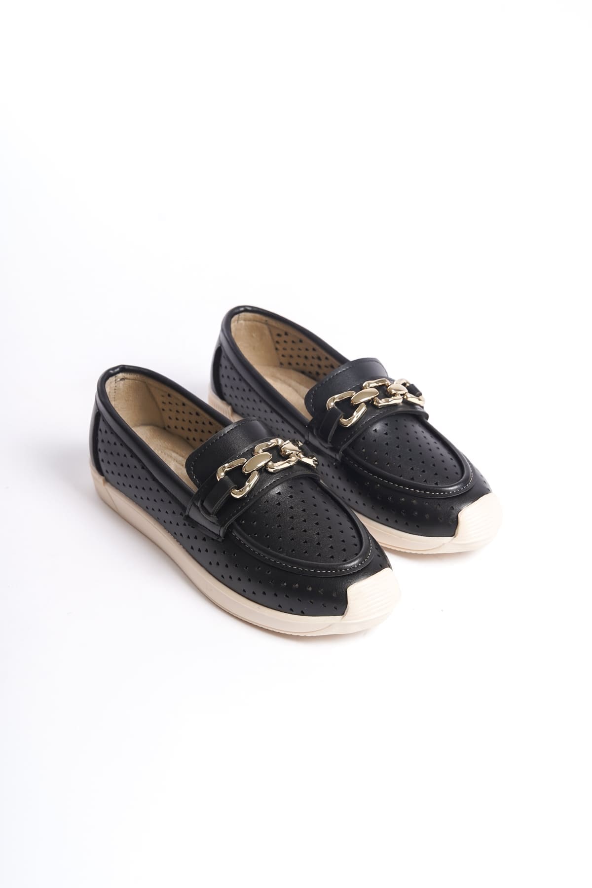 LAYLA Bağcıksız Ortopedik Rahat Taban Kalp Desenli Kadın Babet Ayakkabı CKT - Siyah - 38 Resim 4