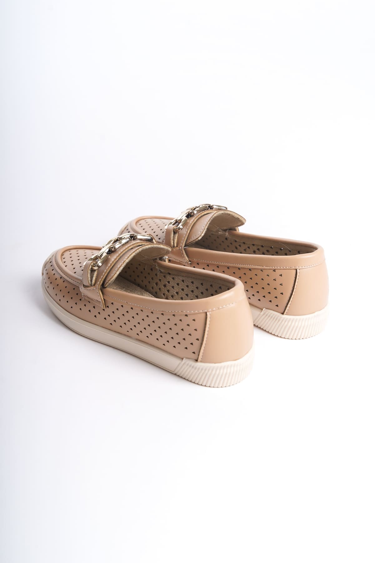 LAYLA Bağcıksız Ortopedik Rahat Taban Kalp Desenli Kadın Babet Ayakkabı CKT - Ten - 40 Resim 5