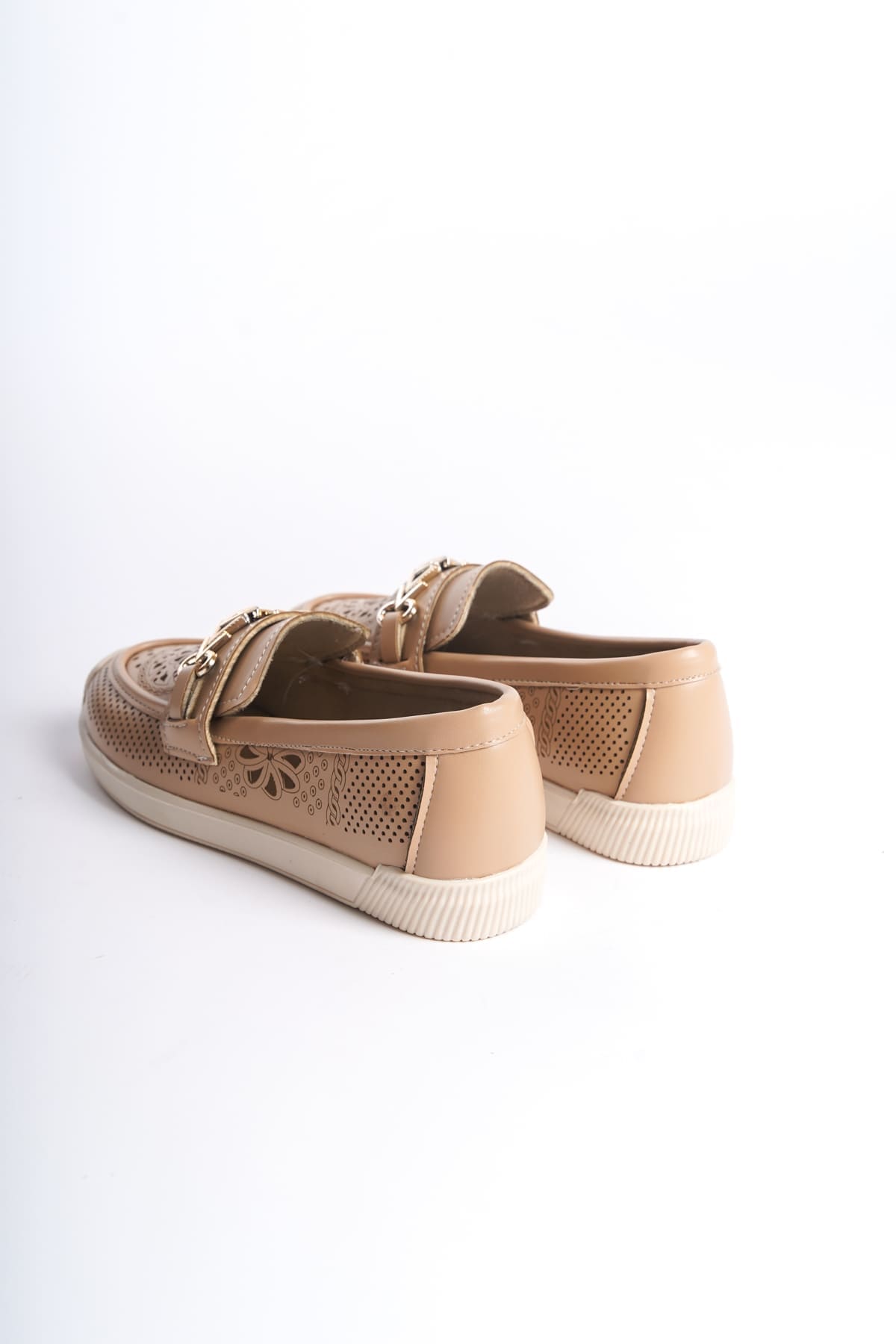 LILY Bağcıksız Ortopedik Rahat Taban Çiçek Desenli Kadın Babet Ayakkabı  CKT - Ten - 37 Resim 5