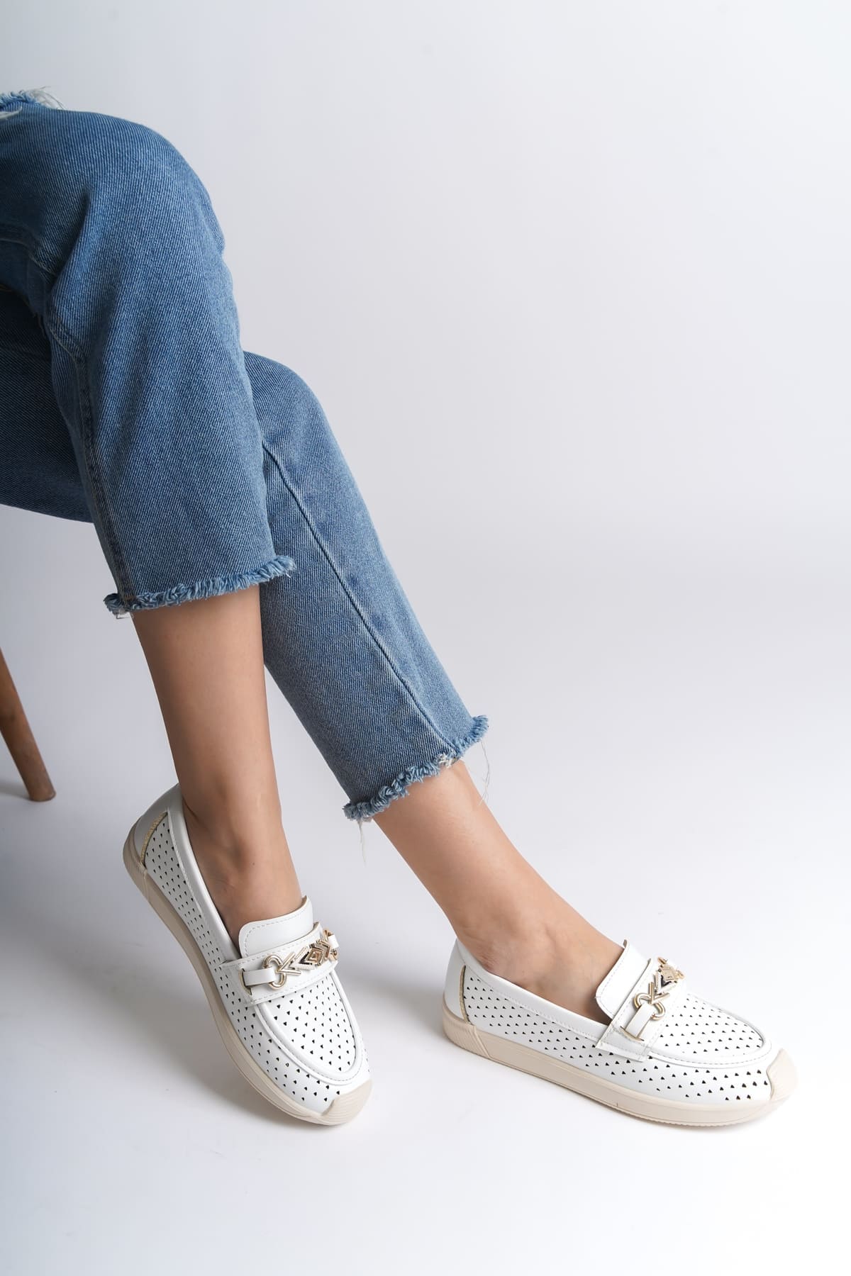 LILY Bağcıksız Ortopedik Rahat Taban Kalp Desenli Kadın Babet