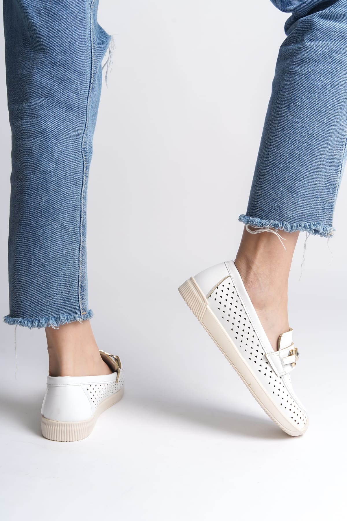 LILY Bağcıksız Ortopedik Rahat Taban Kalp Desenli Kadın Babet