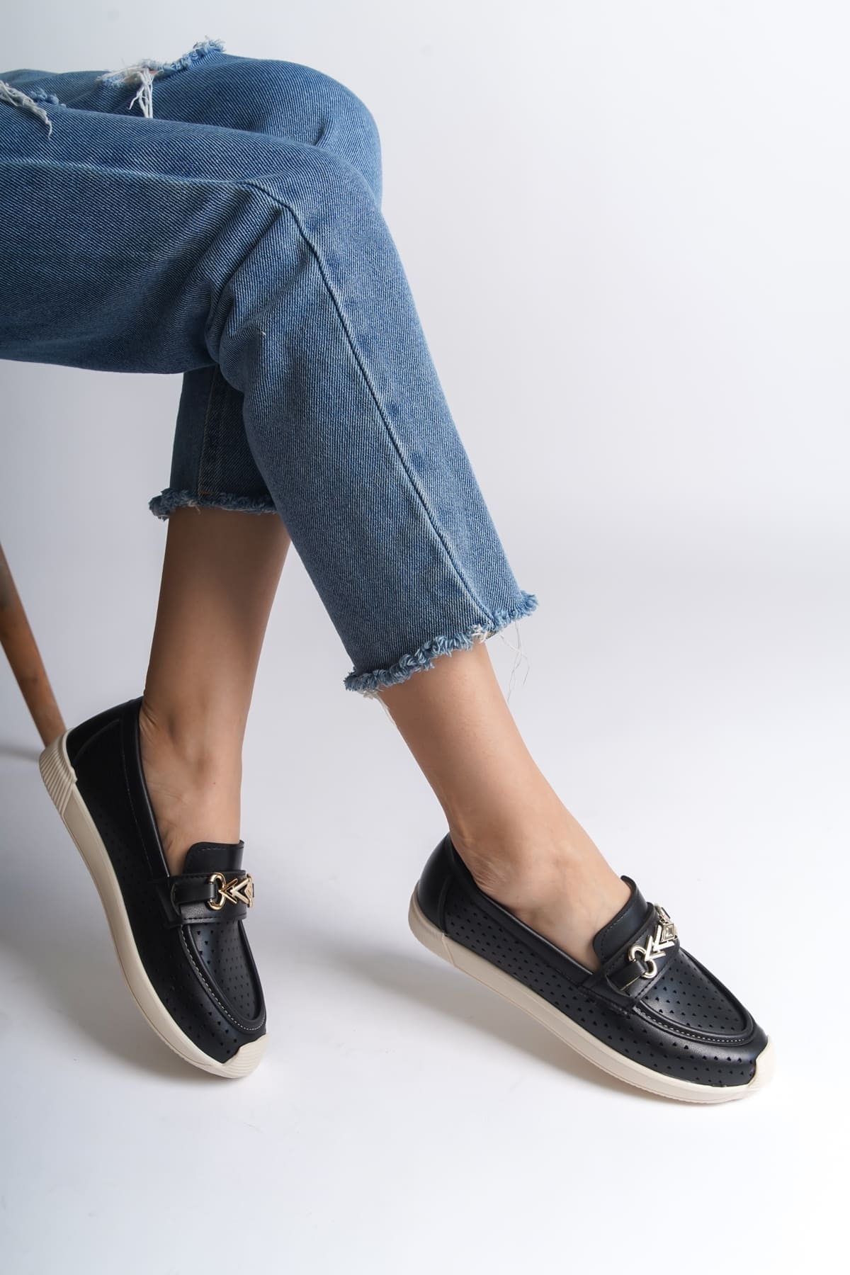 LILY Bağcıksız Ortopedik Rahat Taban Kalp Desenli Kadın Babet Ayakkabı  CKT - Siyah - 39 Resim 3