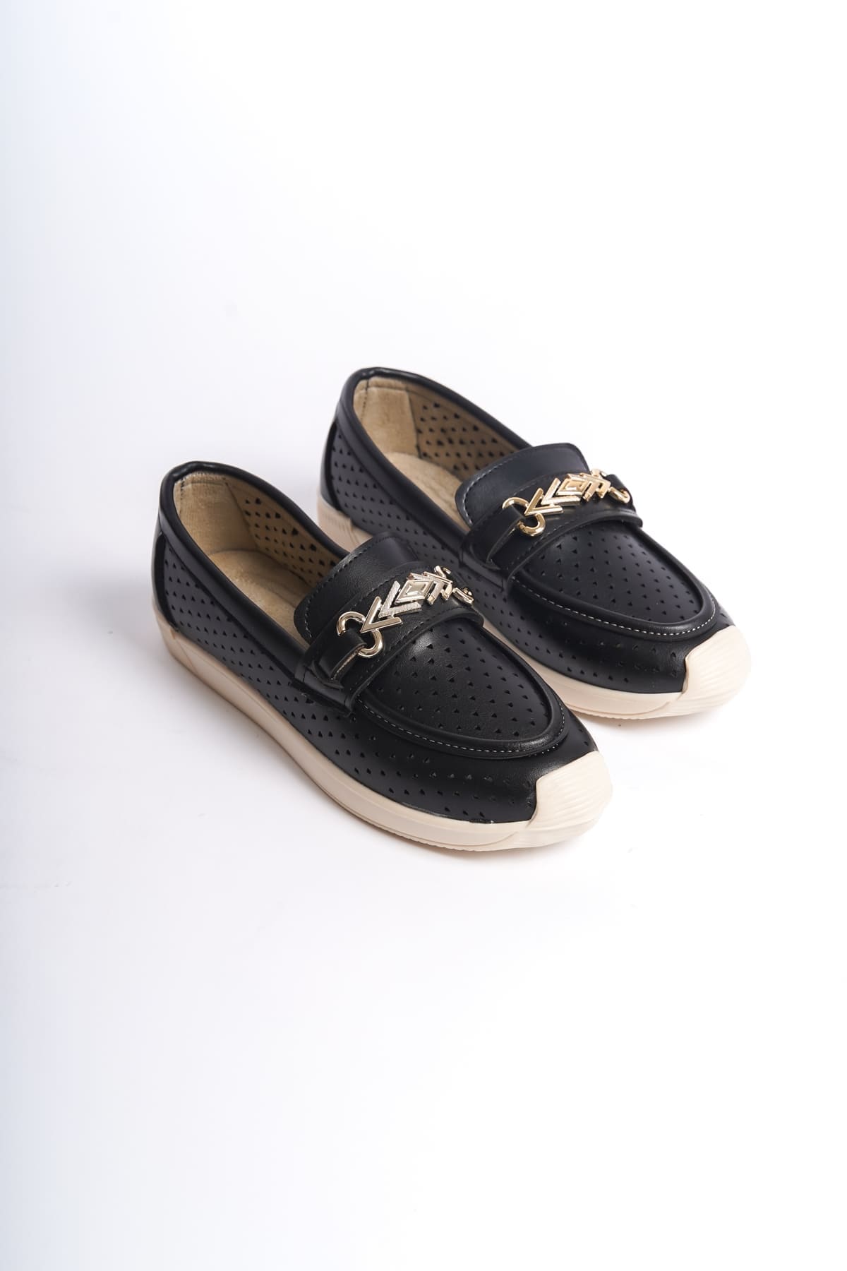 LILY Bağcıksız Ortopedik Rahat Taban Kalp Desenli Kadın Babet Ayakkabı  CKT - Siyah - 39 Resim 4