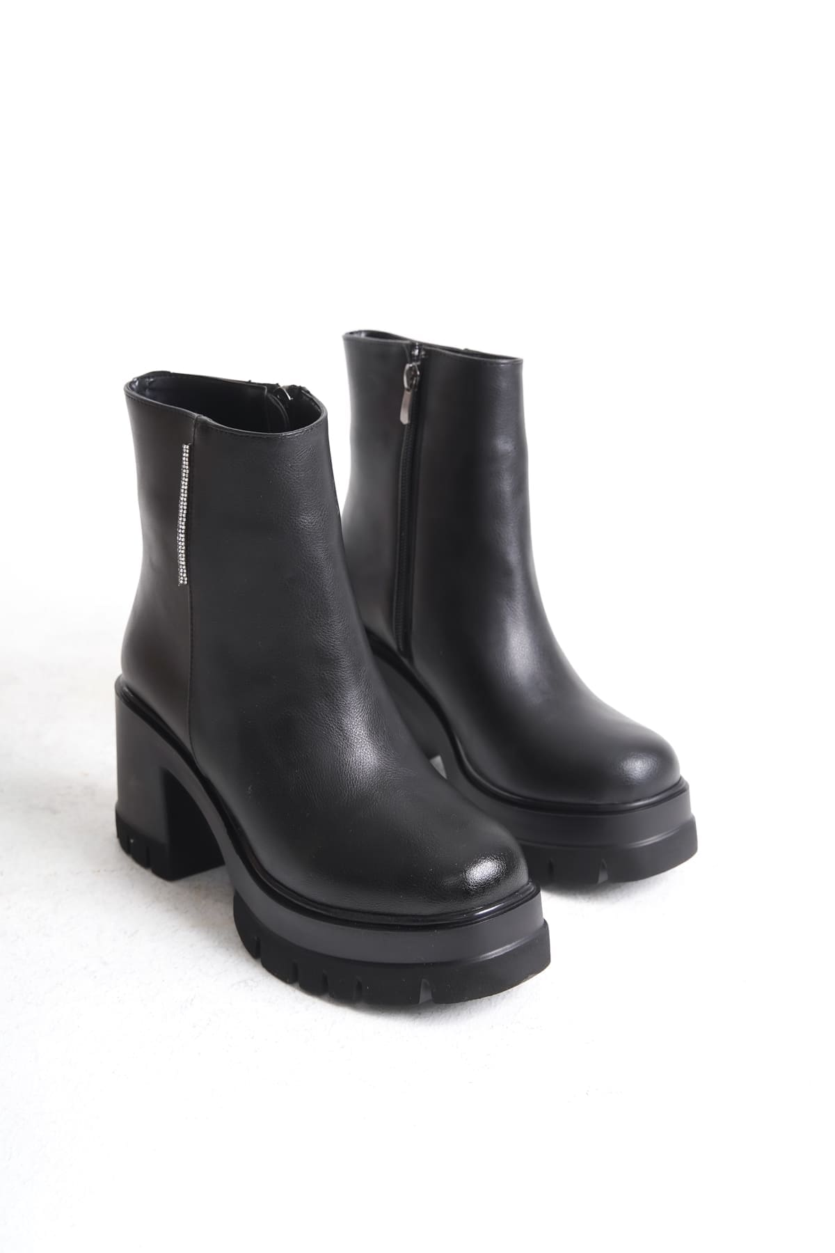 LISSE Fermuarlı Ortopedik Taban Kalın Topuklu Kadın Bot CST - Siyah - 40 Resim 5