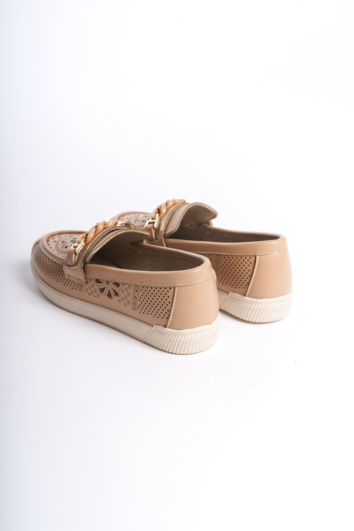 LIZY Bağcıksız Ortopedik Rahat Taban Çiçek Desenli Kadın Babet Ayakkabı CKT - Ten - 38 Resim 5