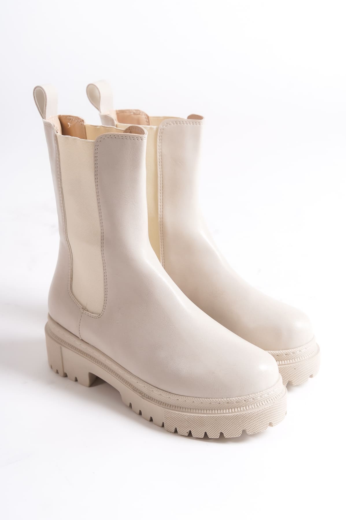 LORA Bağcıksız Lastikli Ortopedik Taban Kadın Bot CKT - Krem - 36 Resim 4