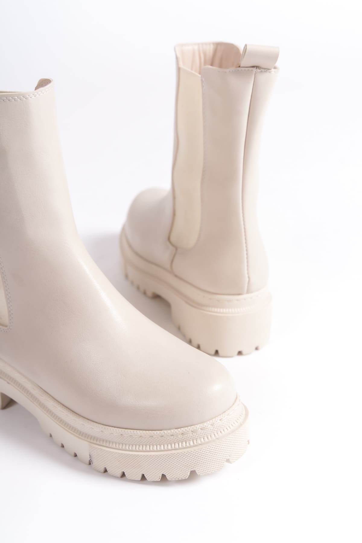 LORA Bağcıksız Lastikli Ortopedik Taban Kadın Bot  CKT - Krem - 36 Resim 5