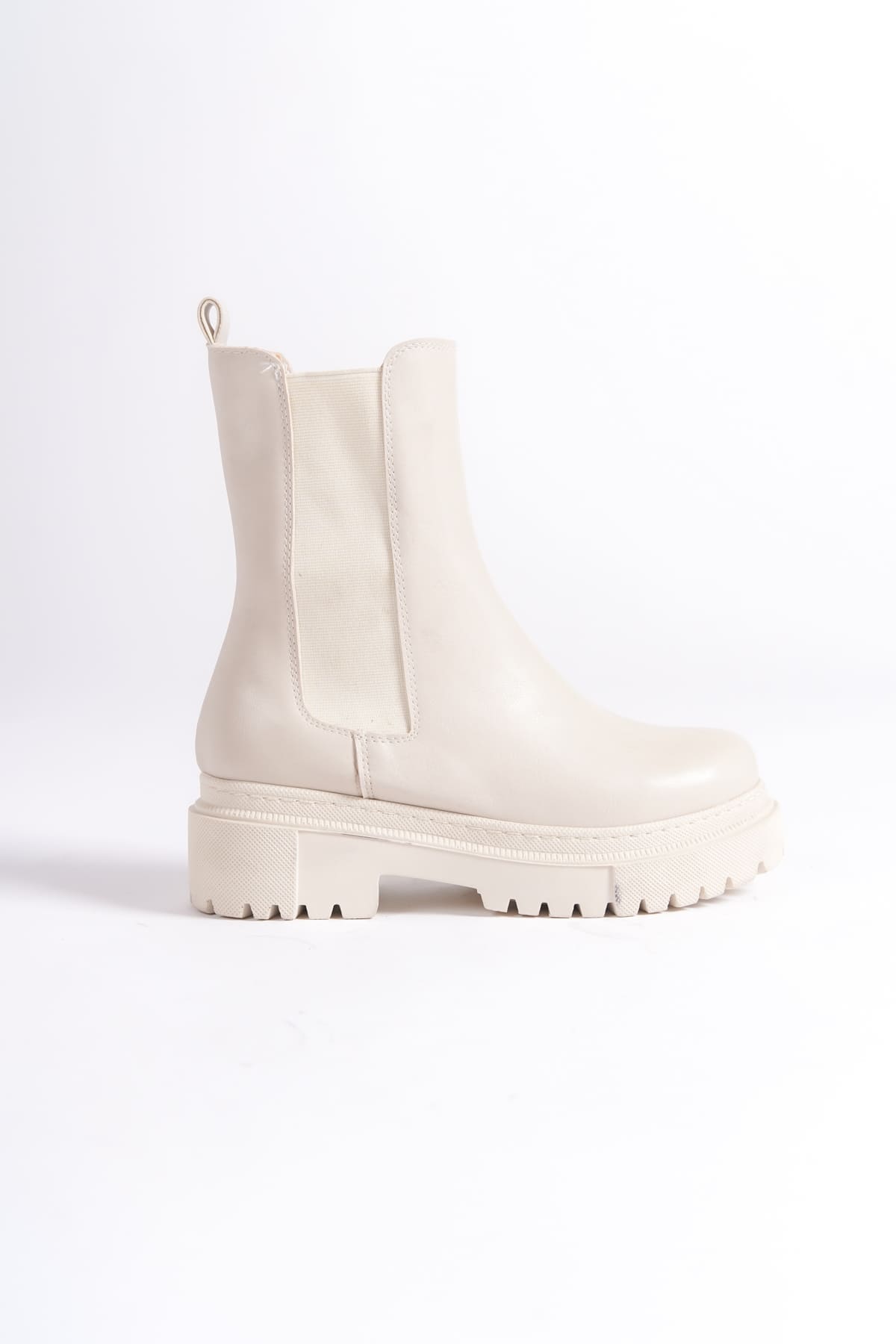 LORA Bağcıksız Lastikli Ortopedik Taban Kadın Bot Krem