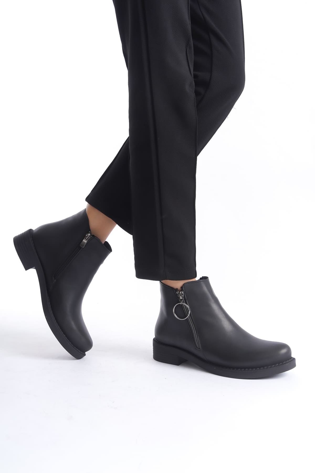 MARGARET Fermuarlı Ortopedik Taban Topuklu Kadın Bot - CST - Siyah - 39 Resim 2