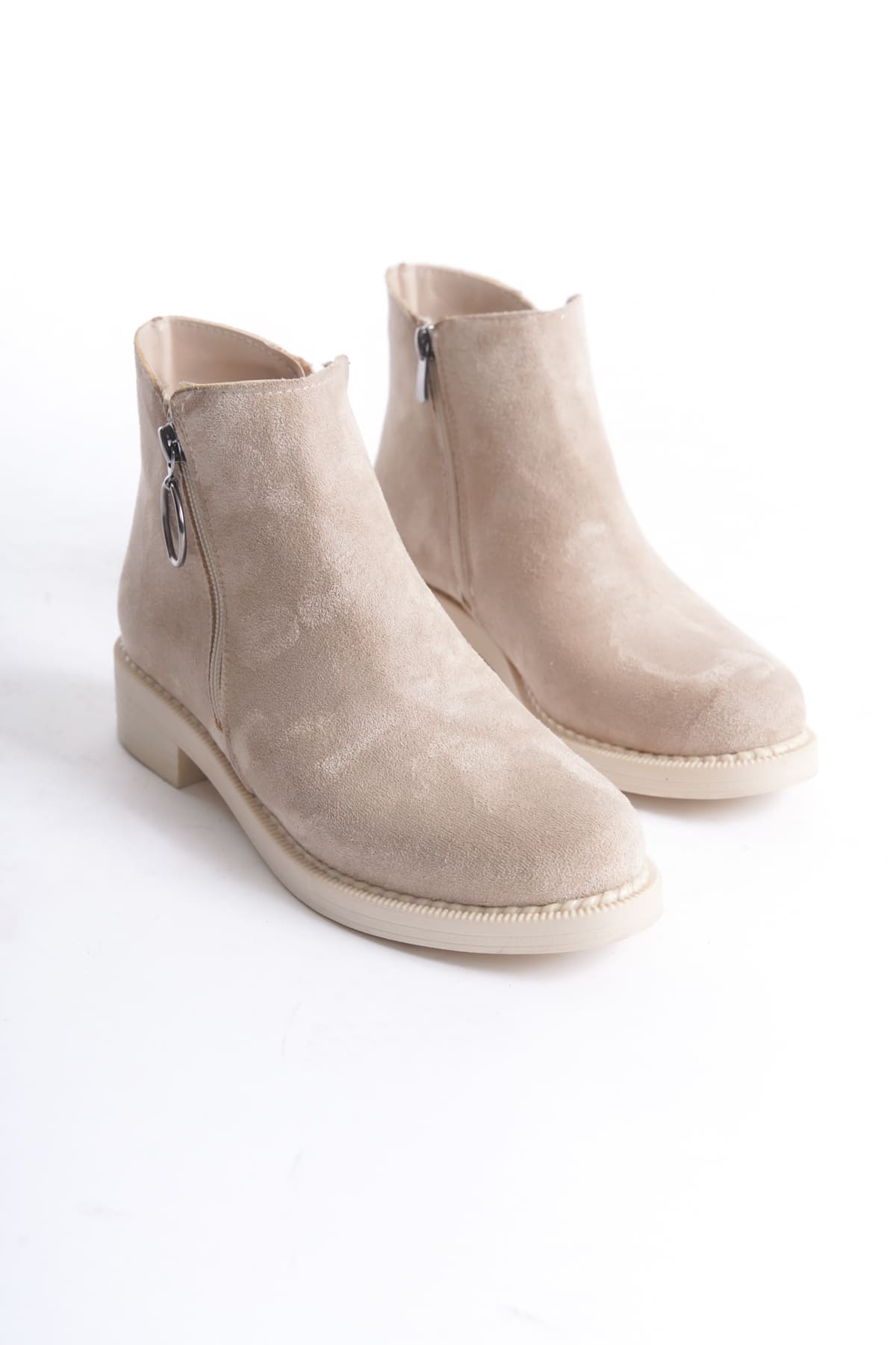 MARGARET Fermuarlı Ortopedik Taban Topuklu Süet Kadın Bot  STT - Ten - 39 Resim 4