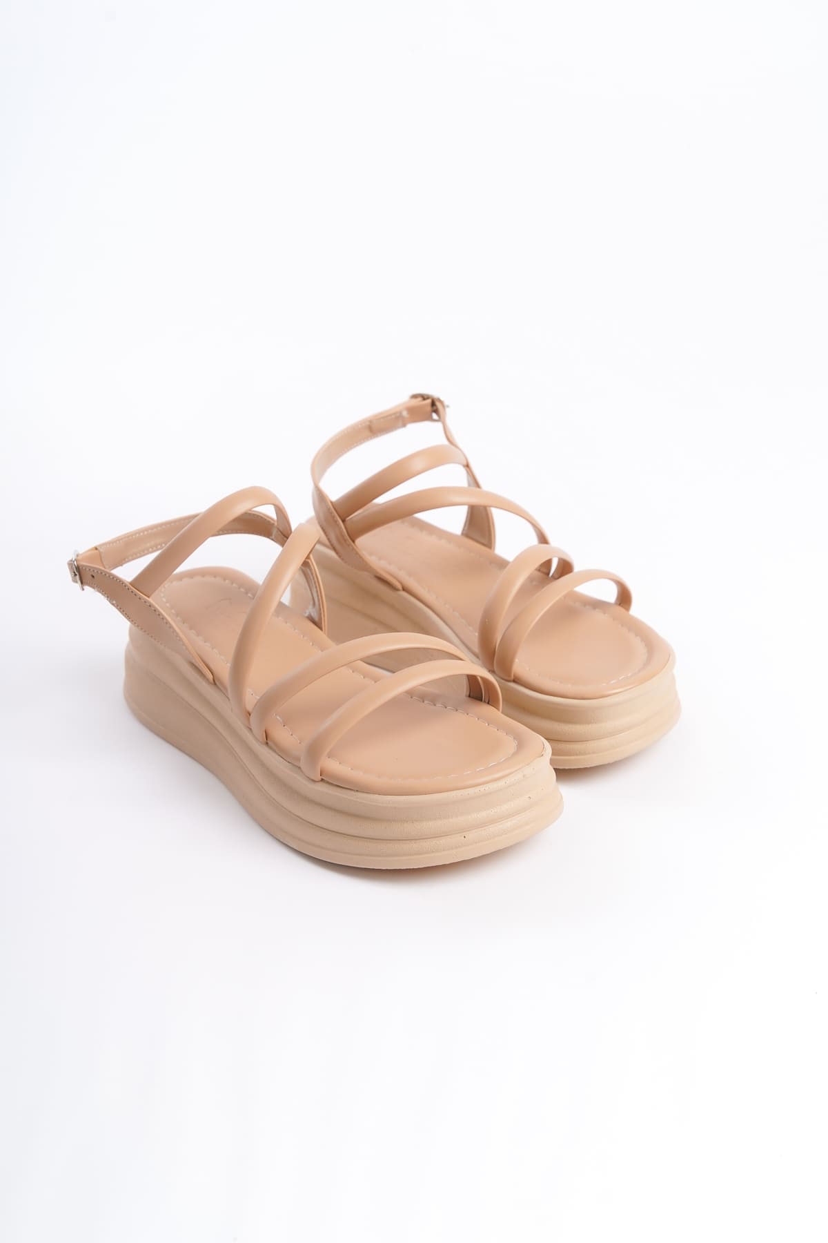 NATALIE İnce Tokalı Şerit Detaylı Ortopedik Taban Kadın Sandalet CTT - Ten - 37 Resim 4