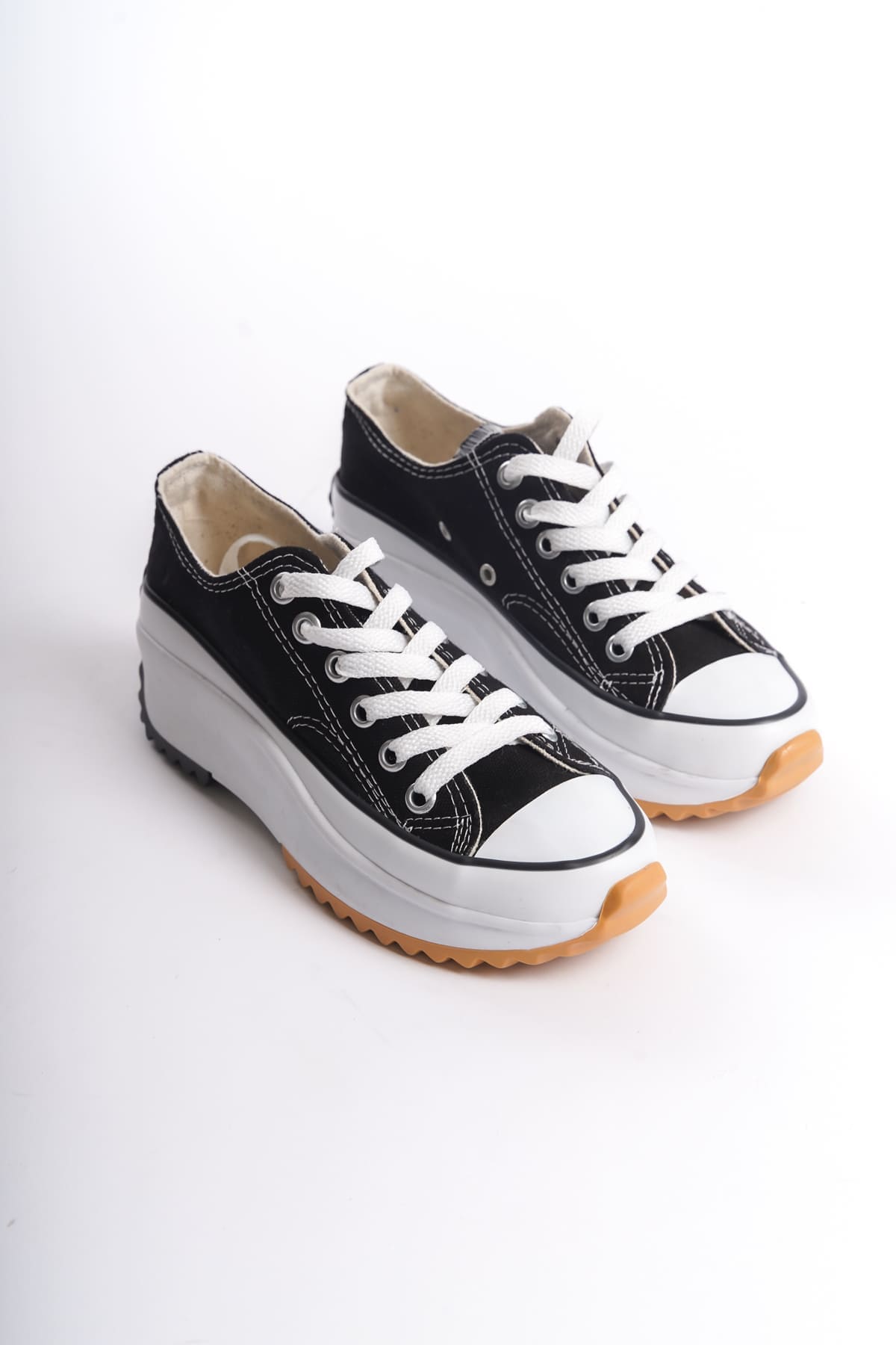 PARIS Siyah Bağcıklı Ortopedik Taban Kadın Sneaker