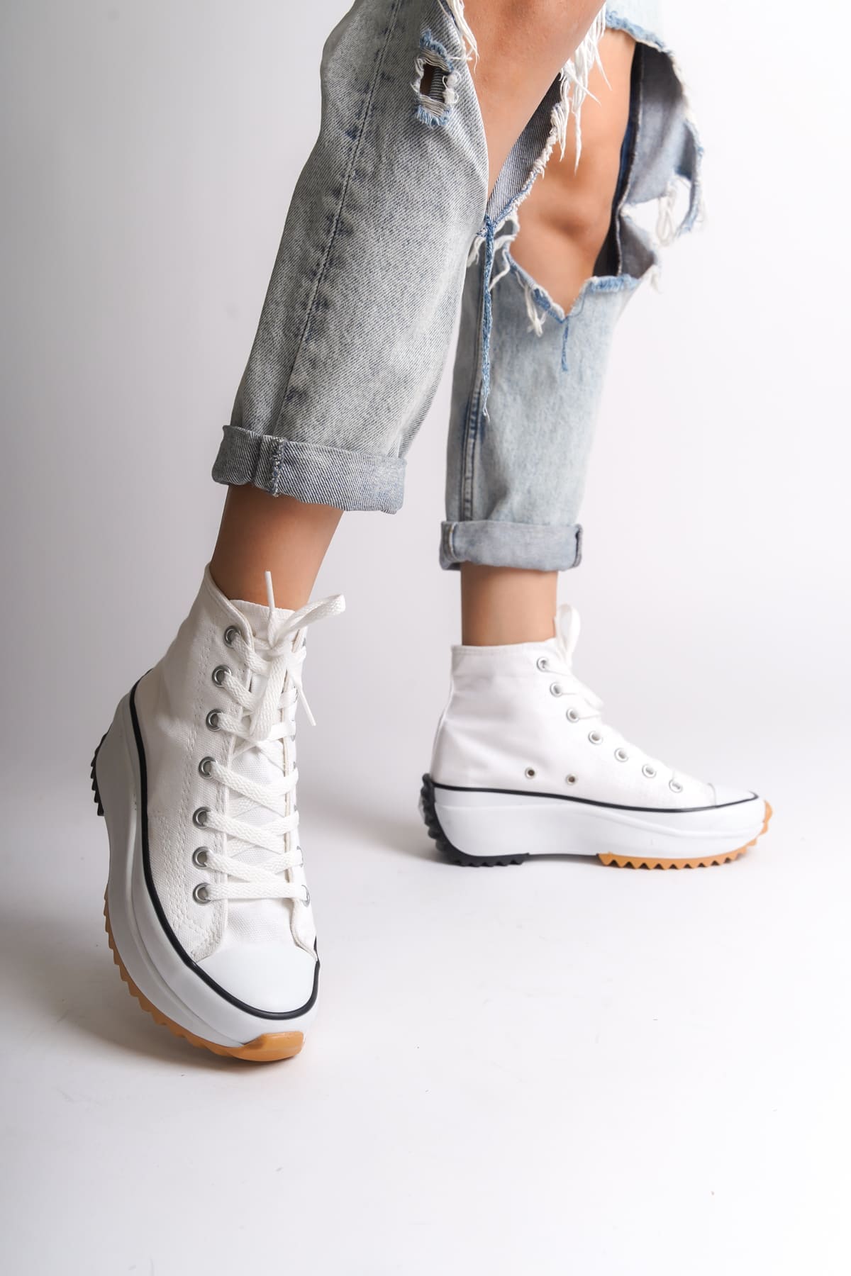 ROMA Bağcıklı Ortopedik Taban Kadın Sneaker Spor Ayakkabı TBT - Beyaz - 38 Resim 2