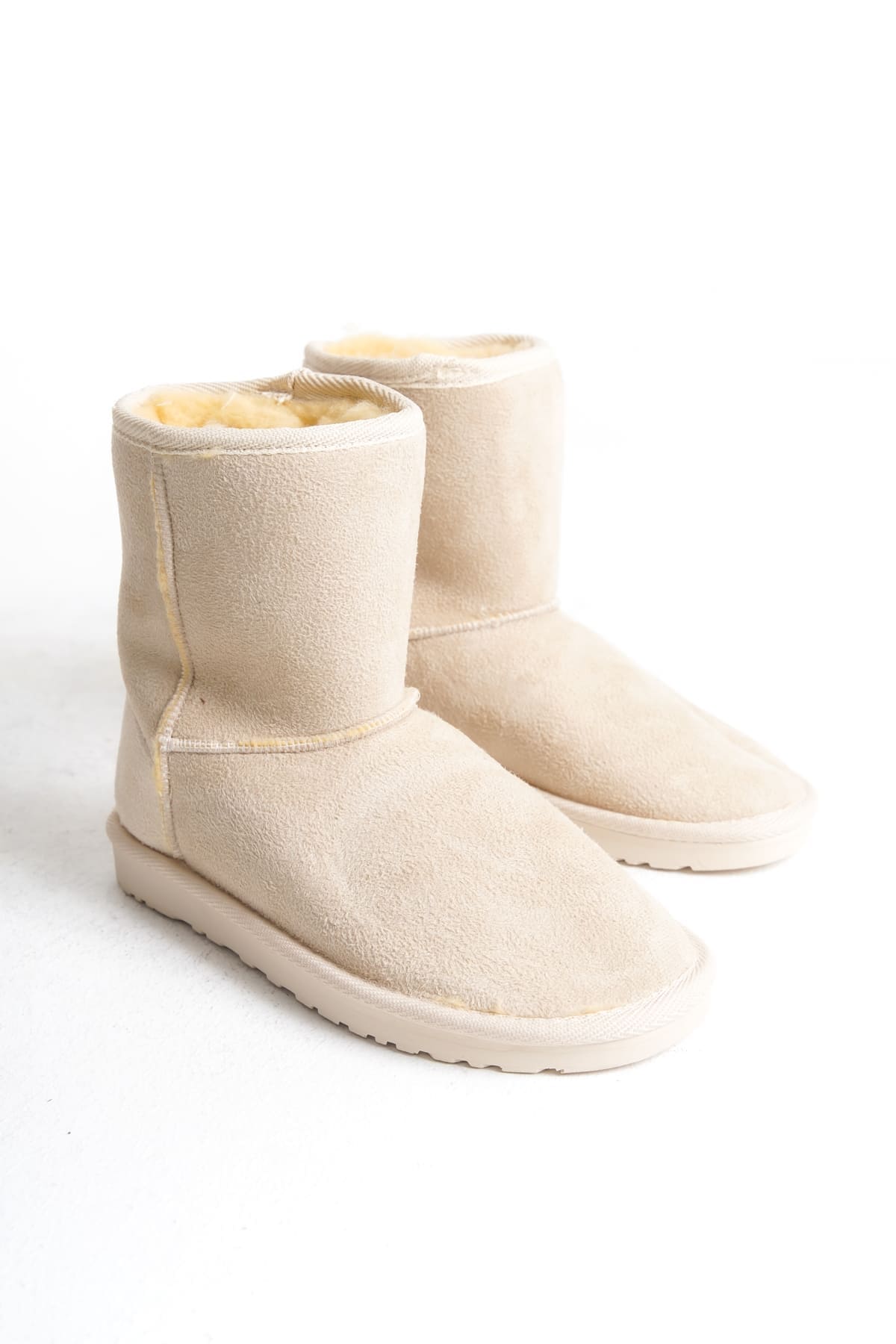 Joy Woman SELINA Bağcıksız İçi Kürklü Süet Kadın Bot Krem