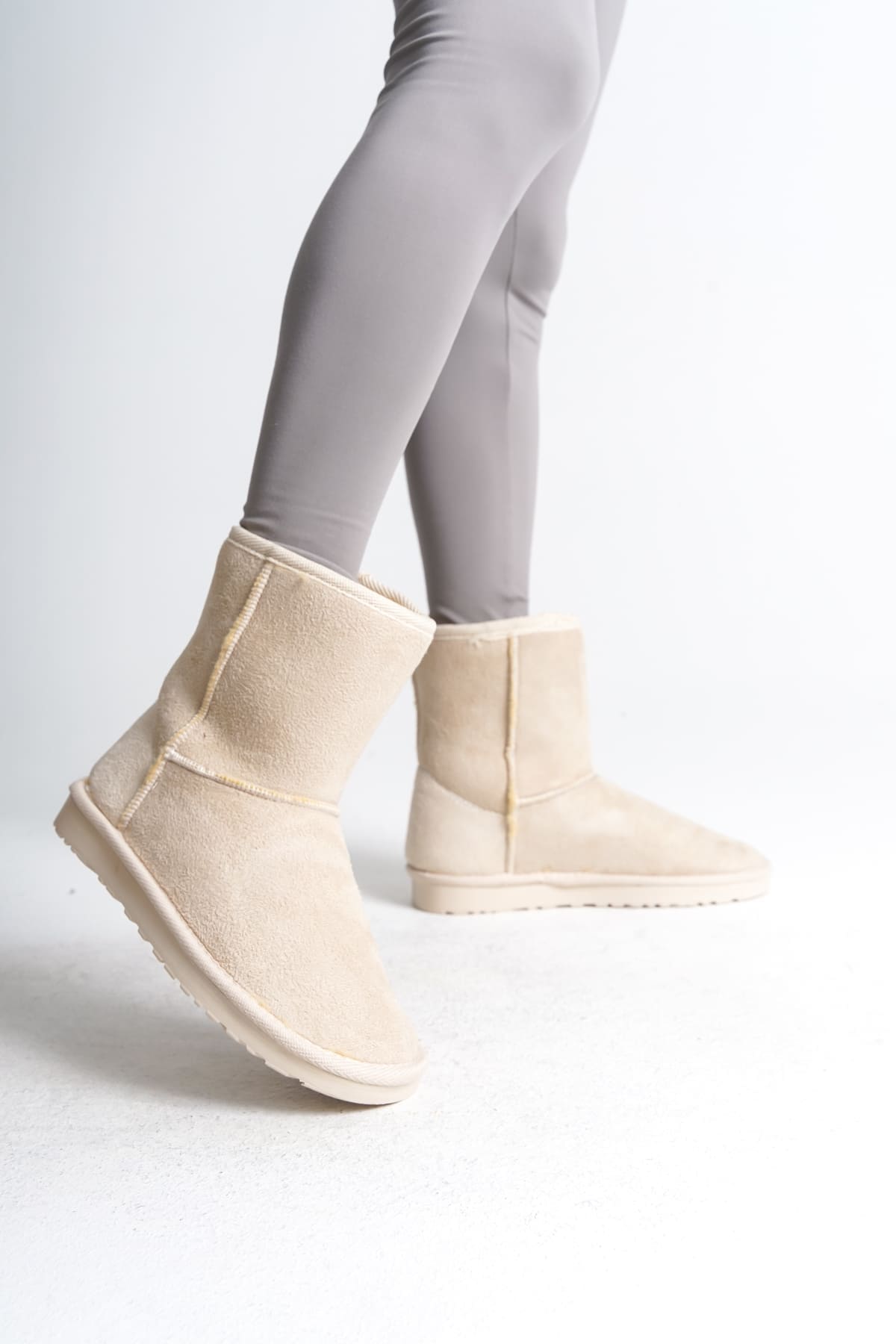 Joy Woman SELINA Bağcıksız İçi Kürklü Süet Kadın Bot Krem