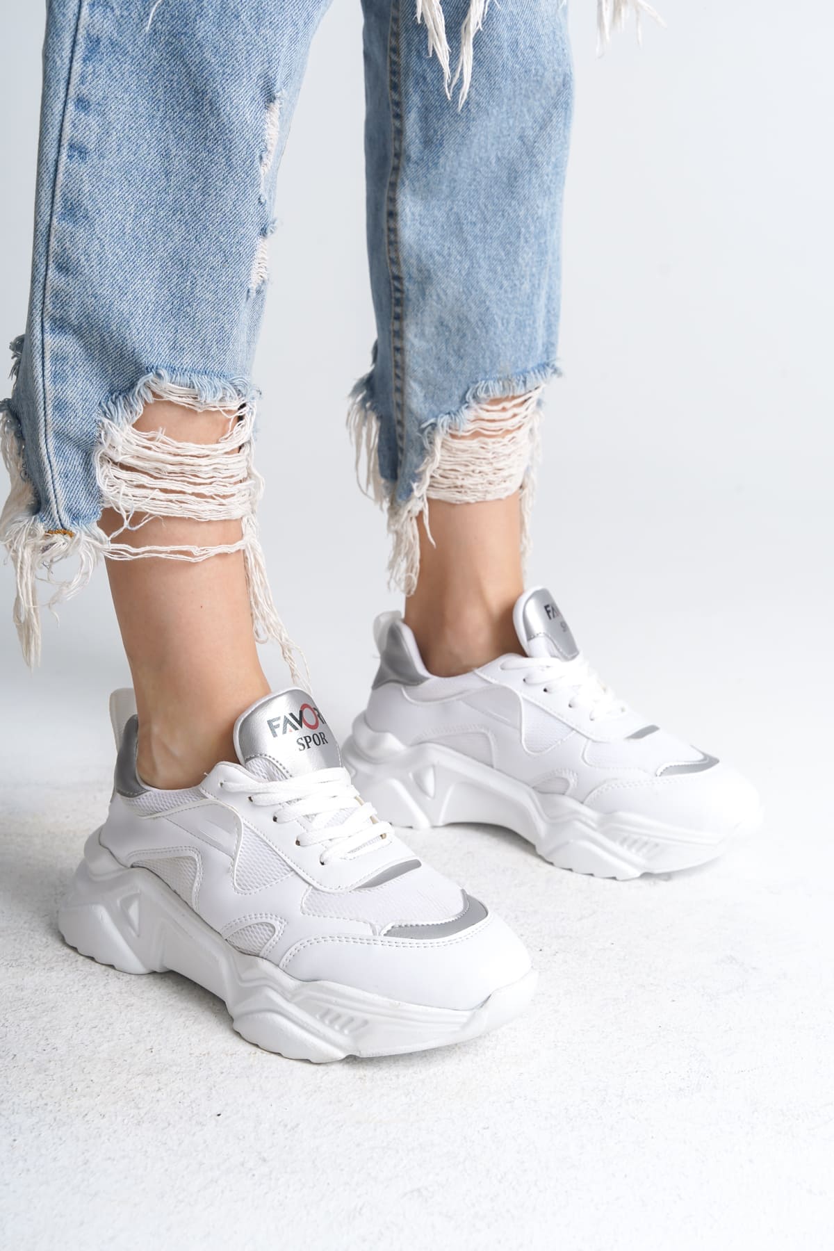 TOKYO Vineyard Orthopedic Sole Sweater Detailed Women Sports Shoes TBT - White/Gri