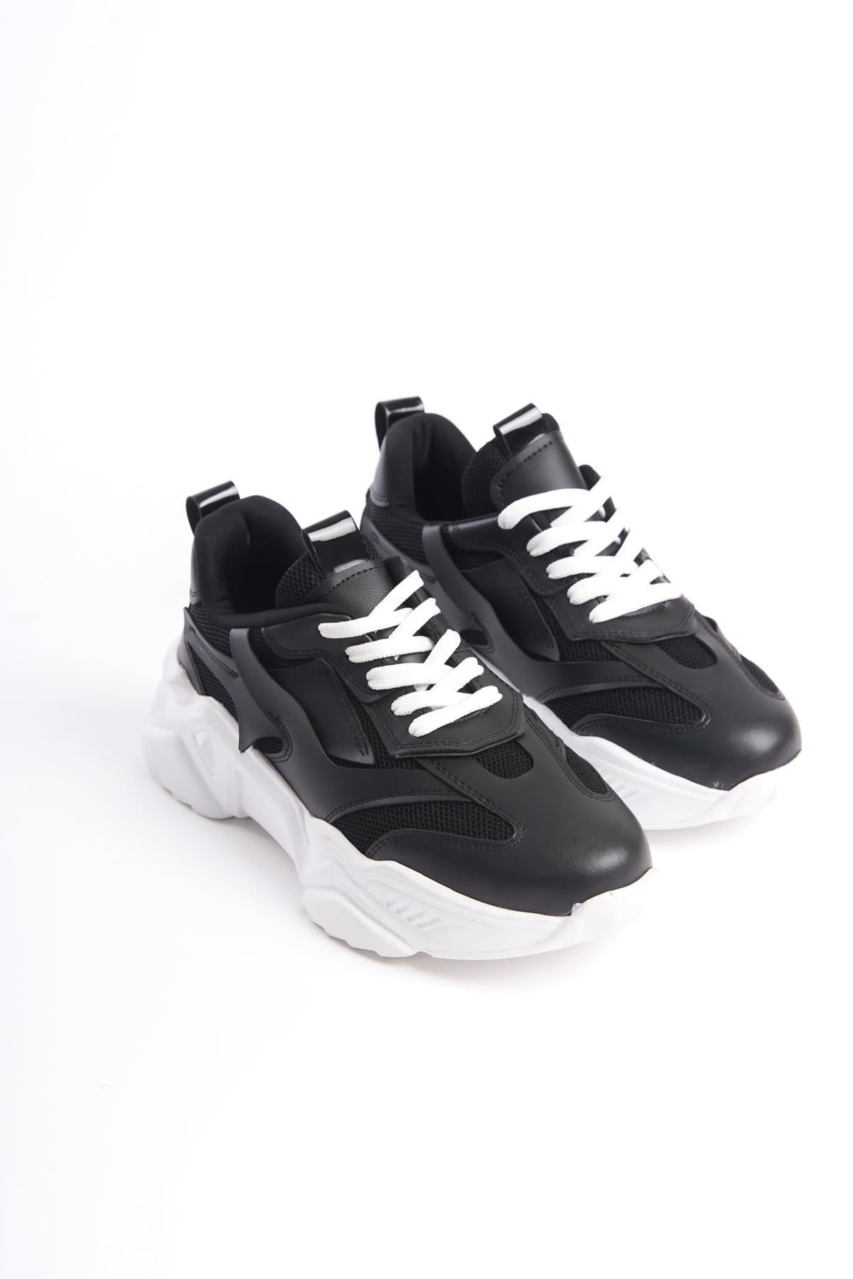 TOKYO Bağcıklı Ortopedik Taban Triko Detaylı Kadın Spor Ayakkabı  TBT - Siyah - 40 Resim 4